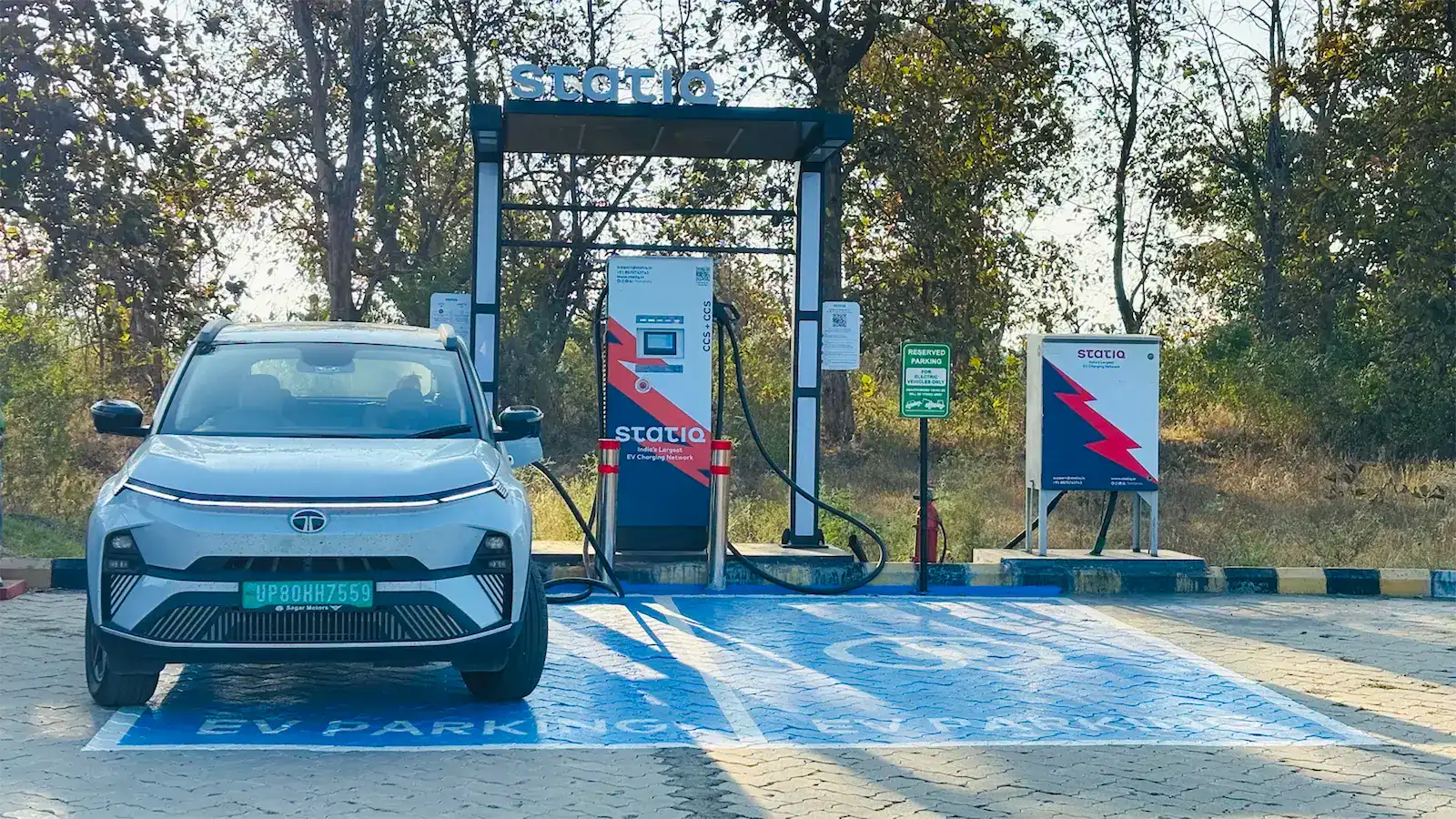 EV charging on a road trip with Tata Nexon EV at a highway charging station